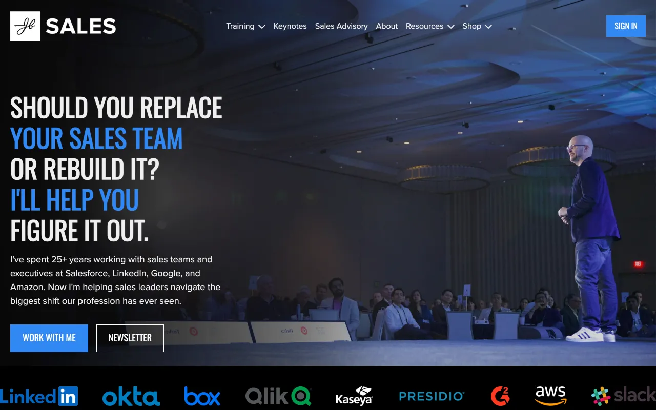 JB Sales homepage, John Barrows tactical sales training