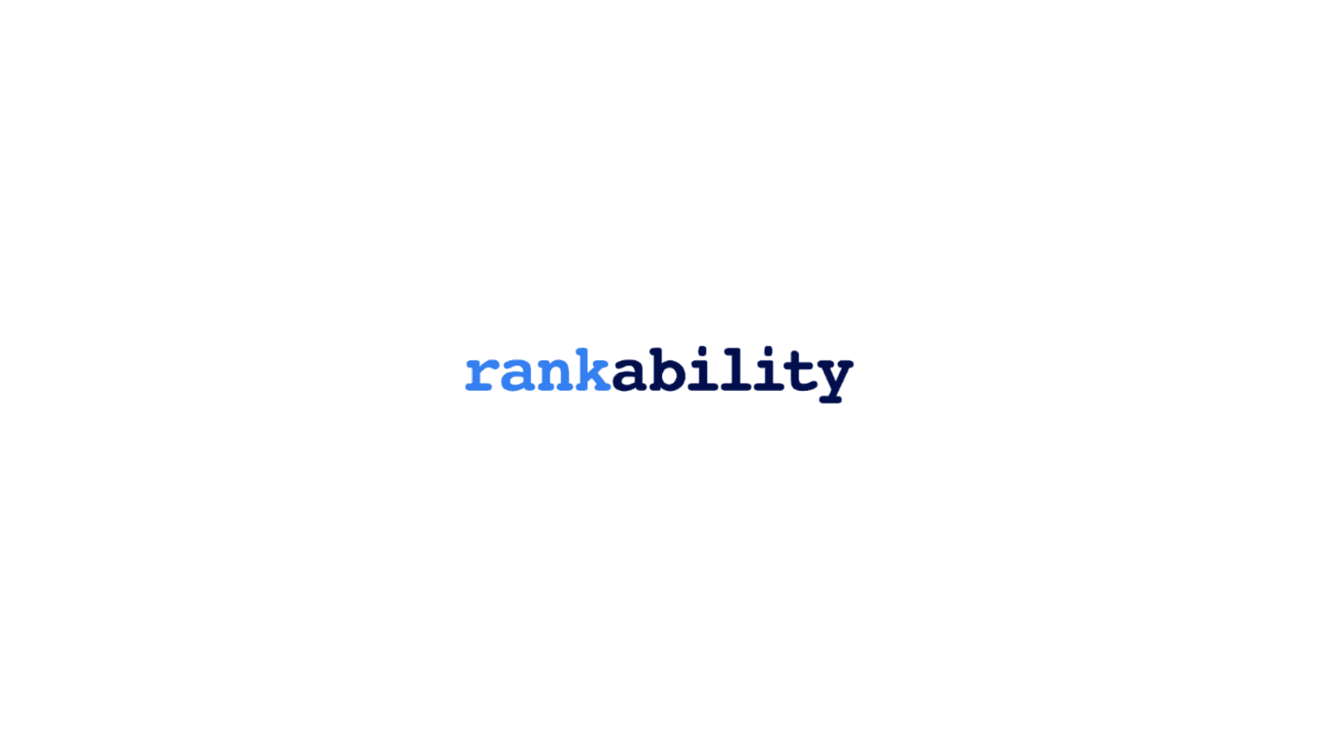 The image displays the word "rankability" in black lowercase letters on a white background, with "rank" highlighted in blue, emphasizing website ranking and SEO optimization.