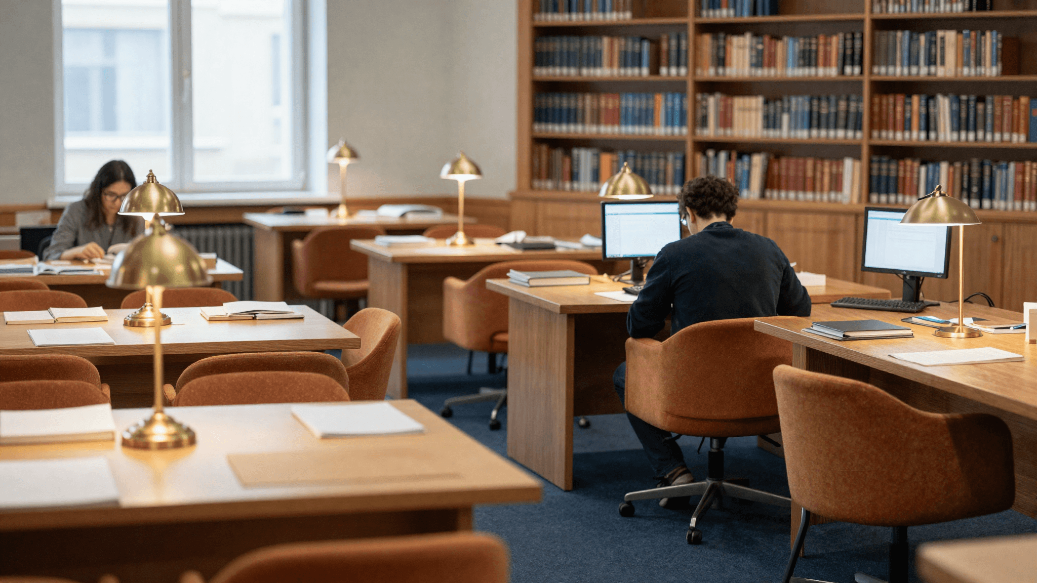 Lesesaal mit Nachschlagewerken (KI-generiert)