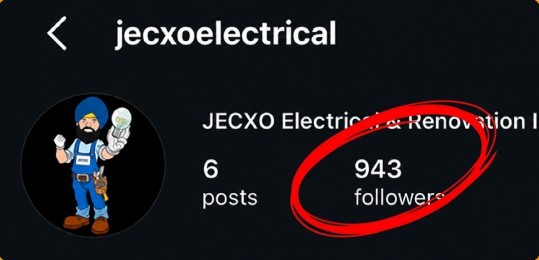 Instagram profile on day 1 with 943 followers