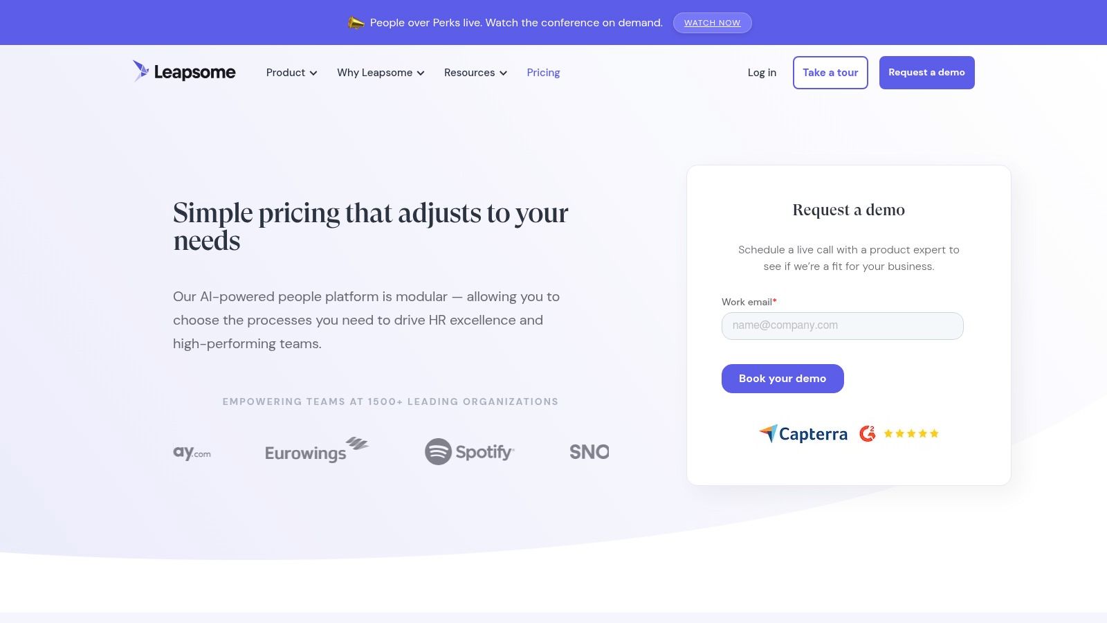 Leapsome Engagement module landing page