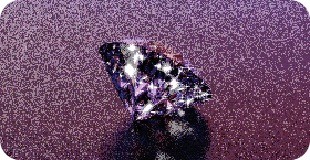 A sparkly diamond shines on a purple background.