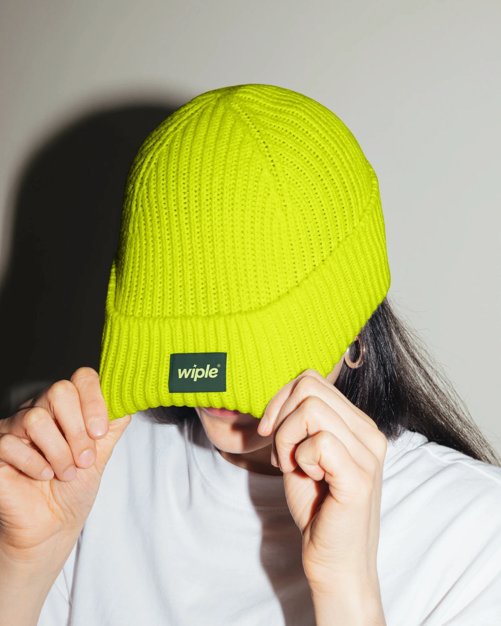 Yellow beanie with logo