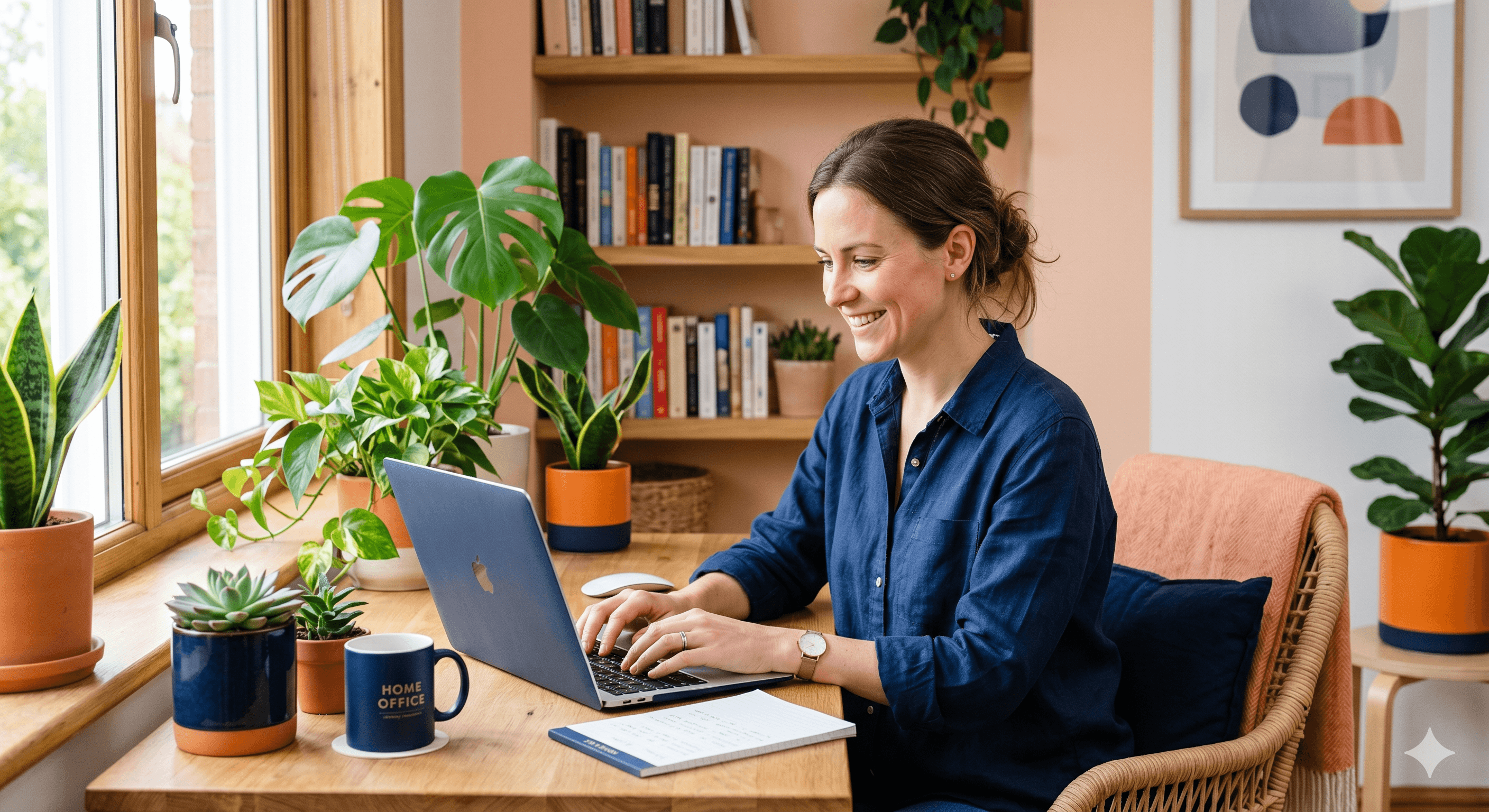 Professionnelle en télétravail réalisant son bilan de compétences à distance depuis chez elle