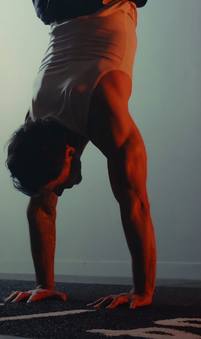 A person doing a handstand
