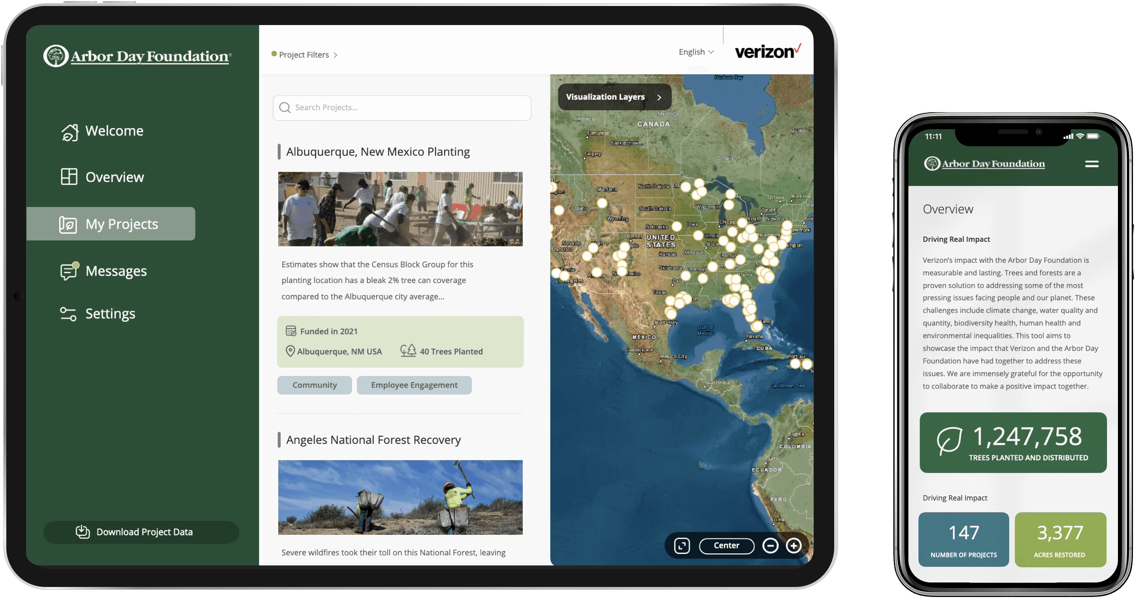 Arbor Day Foundation Roadmap Viewer tablet and mobile