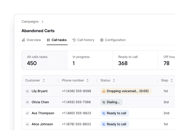 Consio's inbound call history filtered by AI agent Jessica, showing after-hours and live calls handled automatically, with caller names, timestamps, and call status for each interaction.