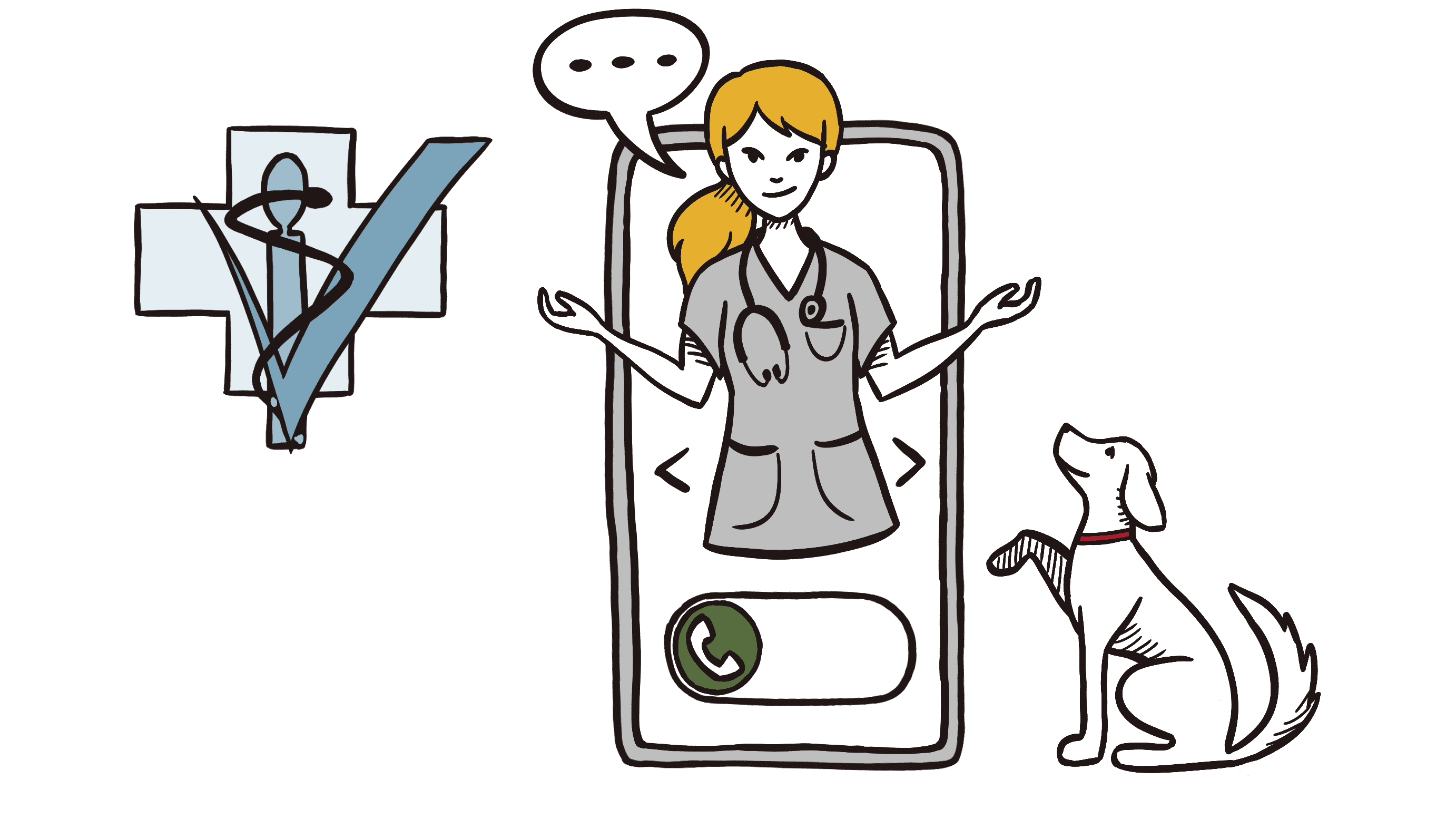 Illustration - Appel téléphonique équipe vétérinaire