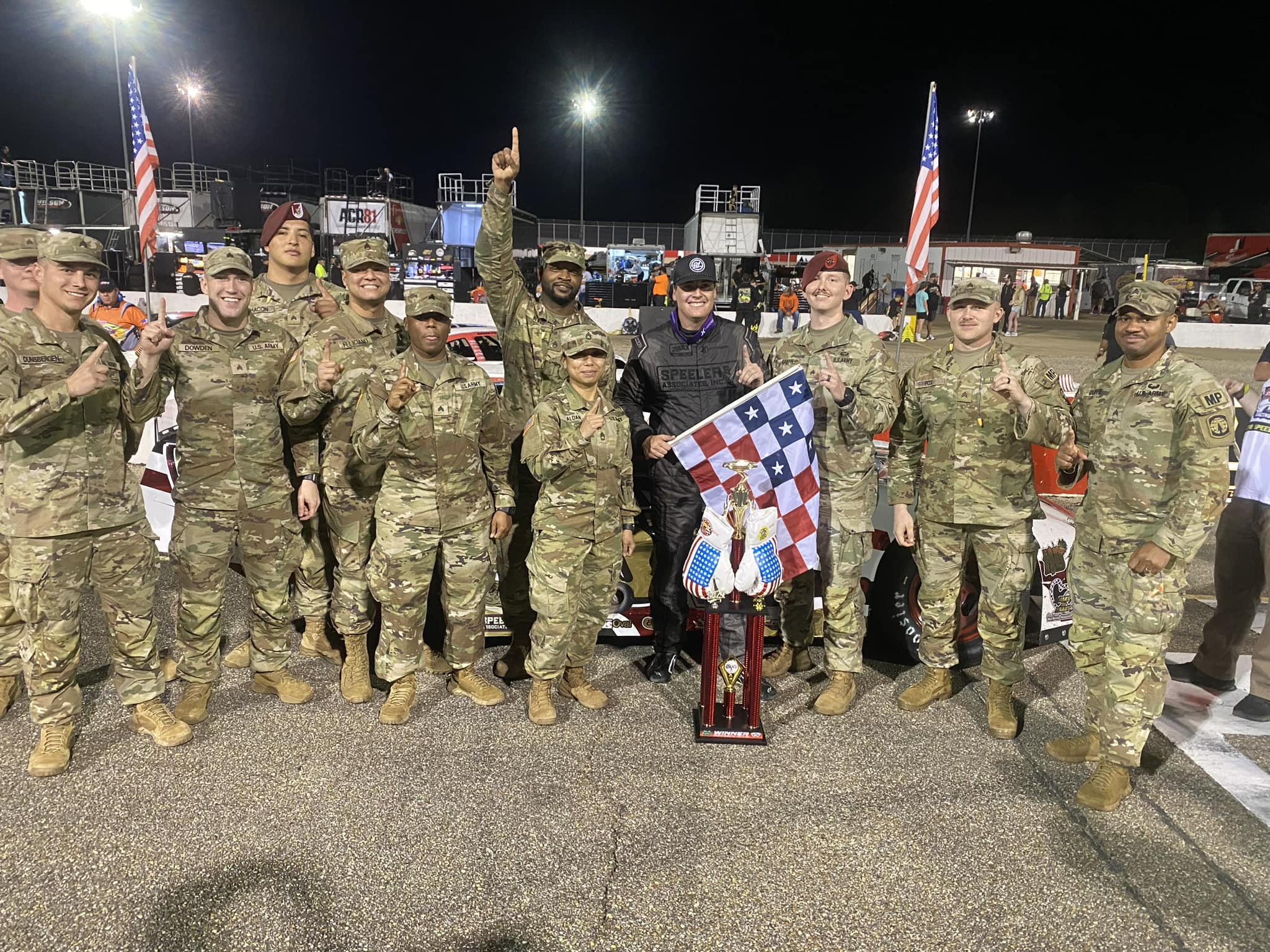 Soldiers from the United States Army Come To Show Support For Stephen Nasse Racing At Montgomery Motor Speedway For The Rumble By The River Race