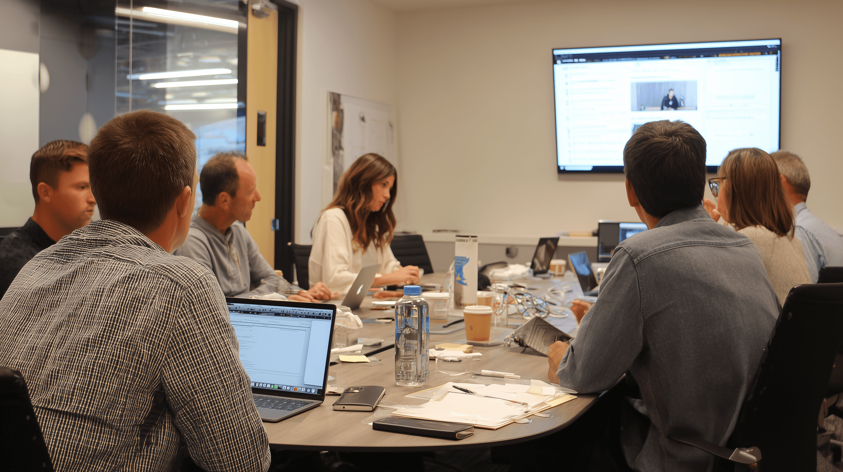 Group meeting in office setting