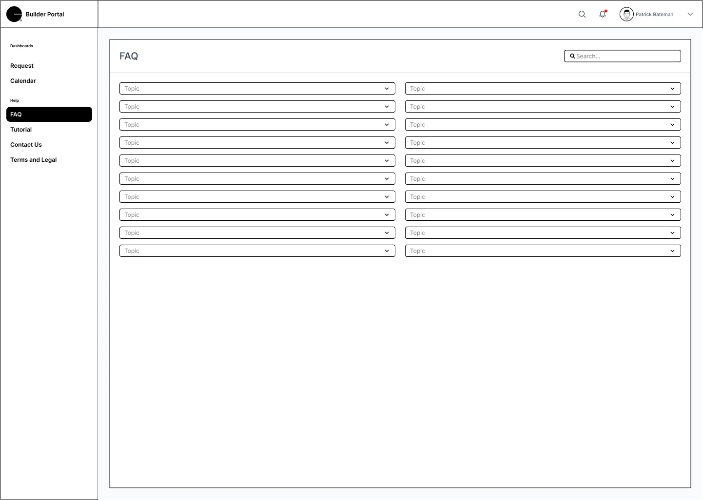Builder Portal Wireframe