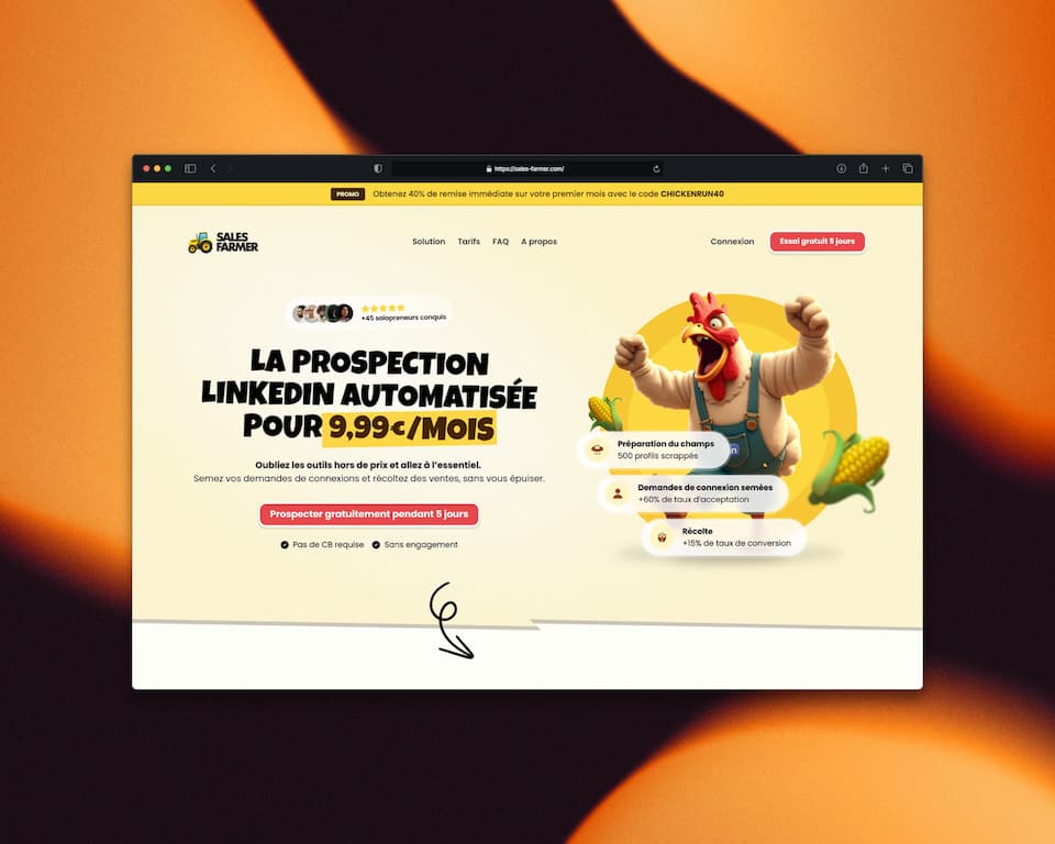 landing page framer saas sales farmer