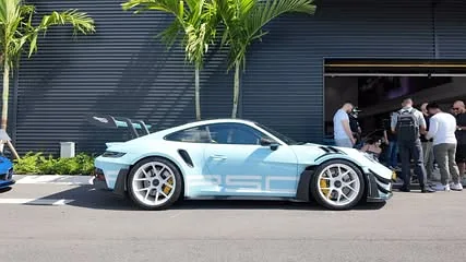 Porsche 911 GT3 RS in the ice-blue wrap AL Custom completed in Doral