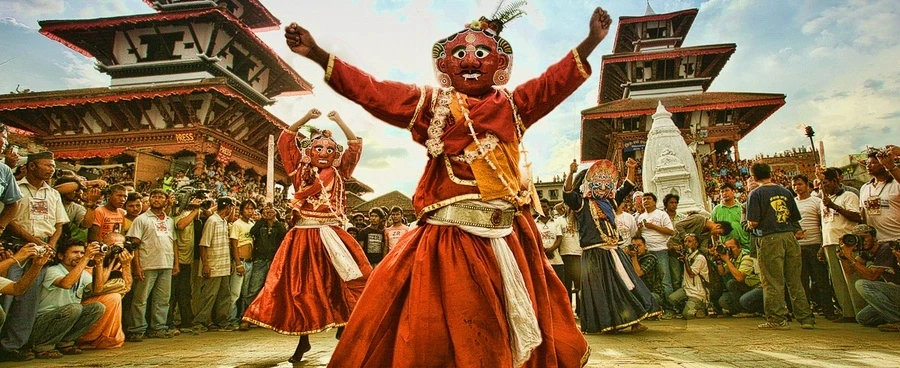Masked dancers at festival