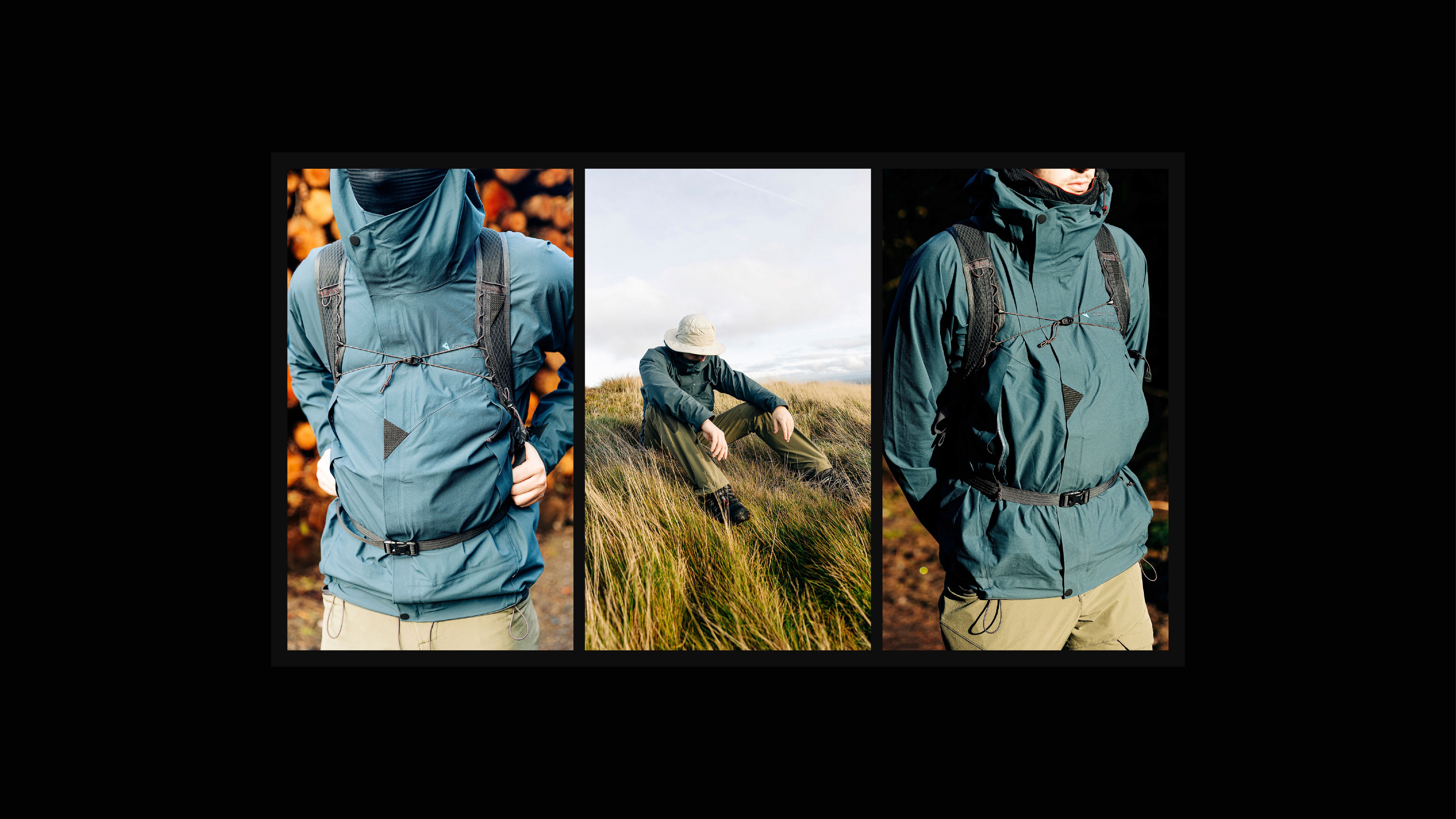 Brand presentation page featuring fashion editorial for Klattermusen 