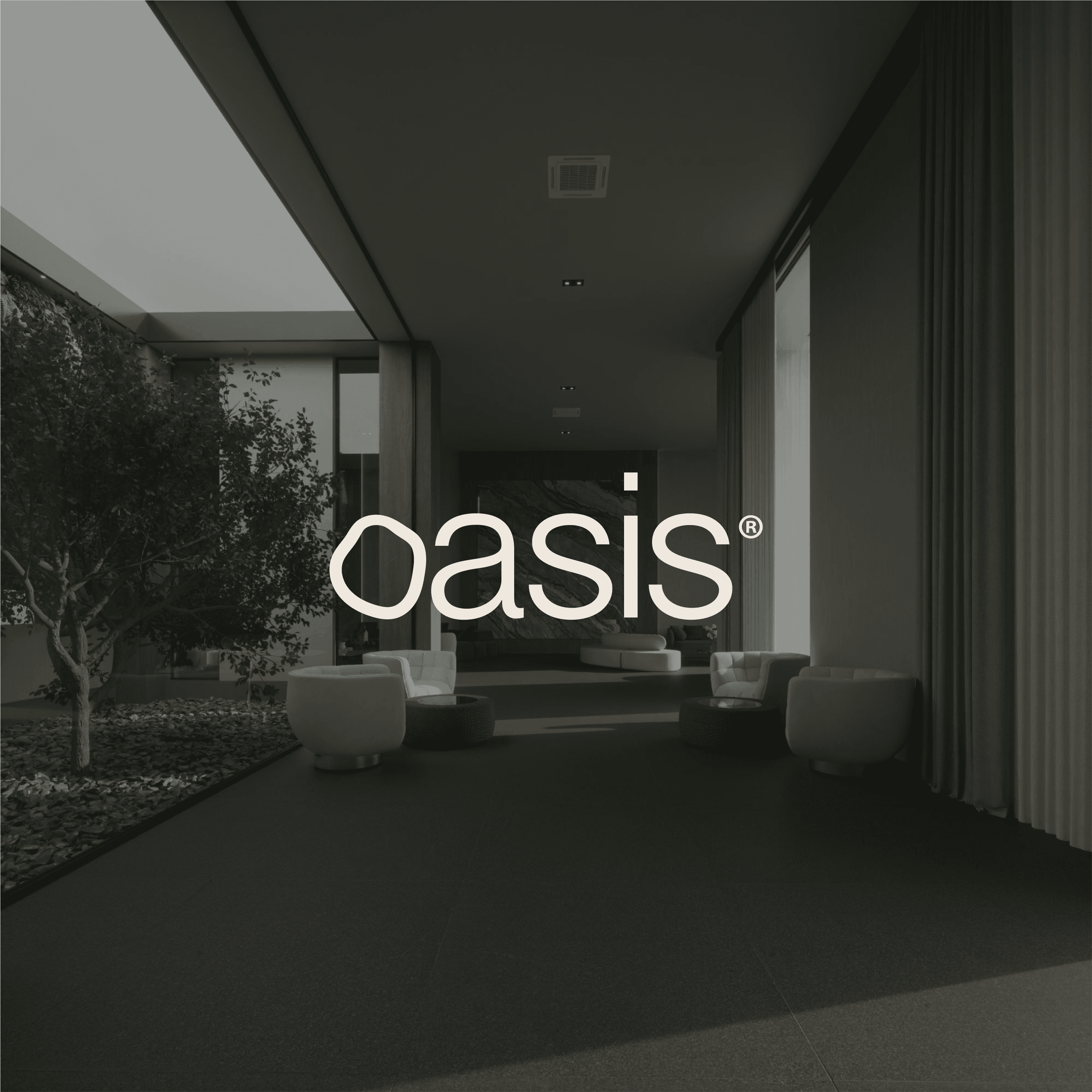 oasis architecture logo over luxury home design