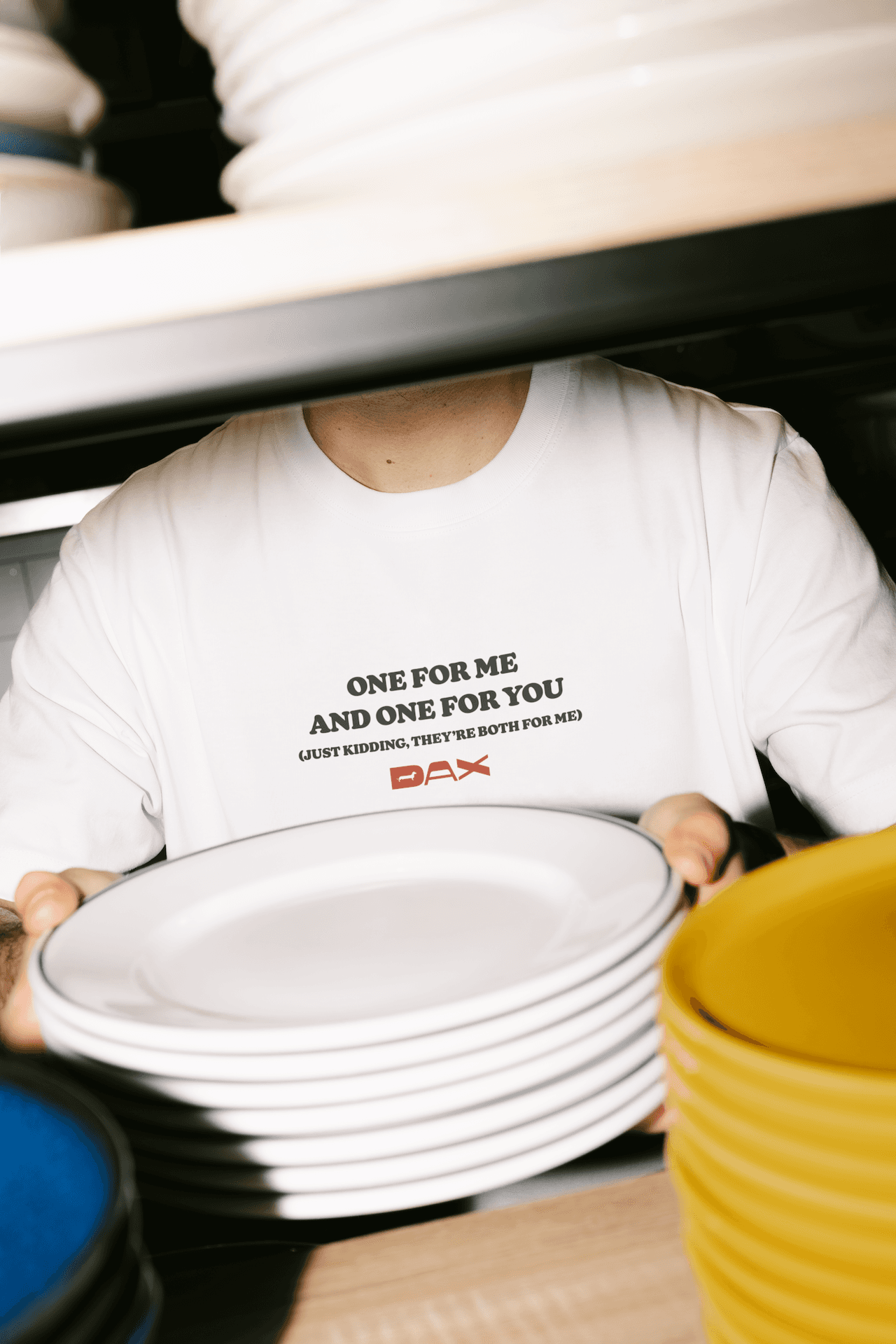 Close up of a t shirt with a brand slogan