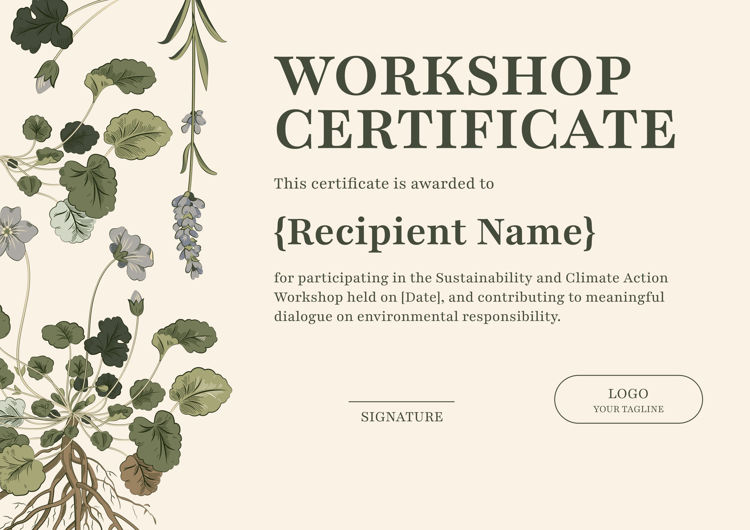 Wauld - Modern and minimalistic workshop certificate template