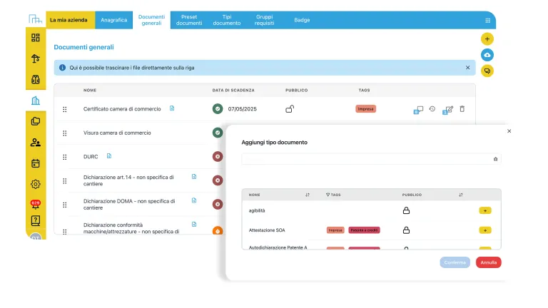 schermata gestione fornitori software sicurezza sul lavoro