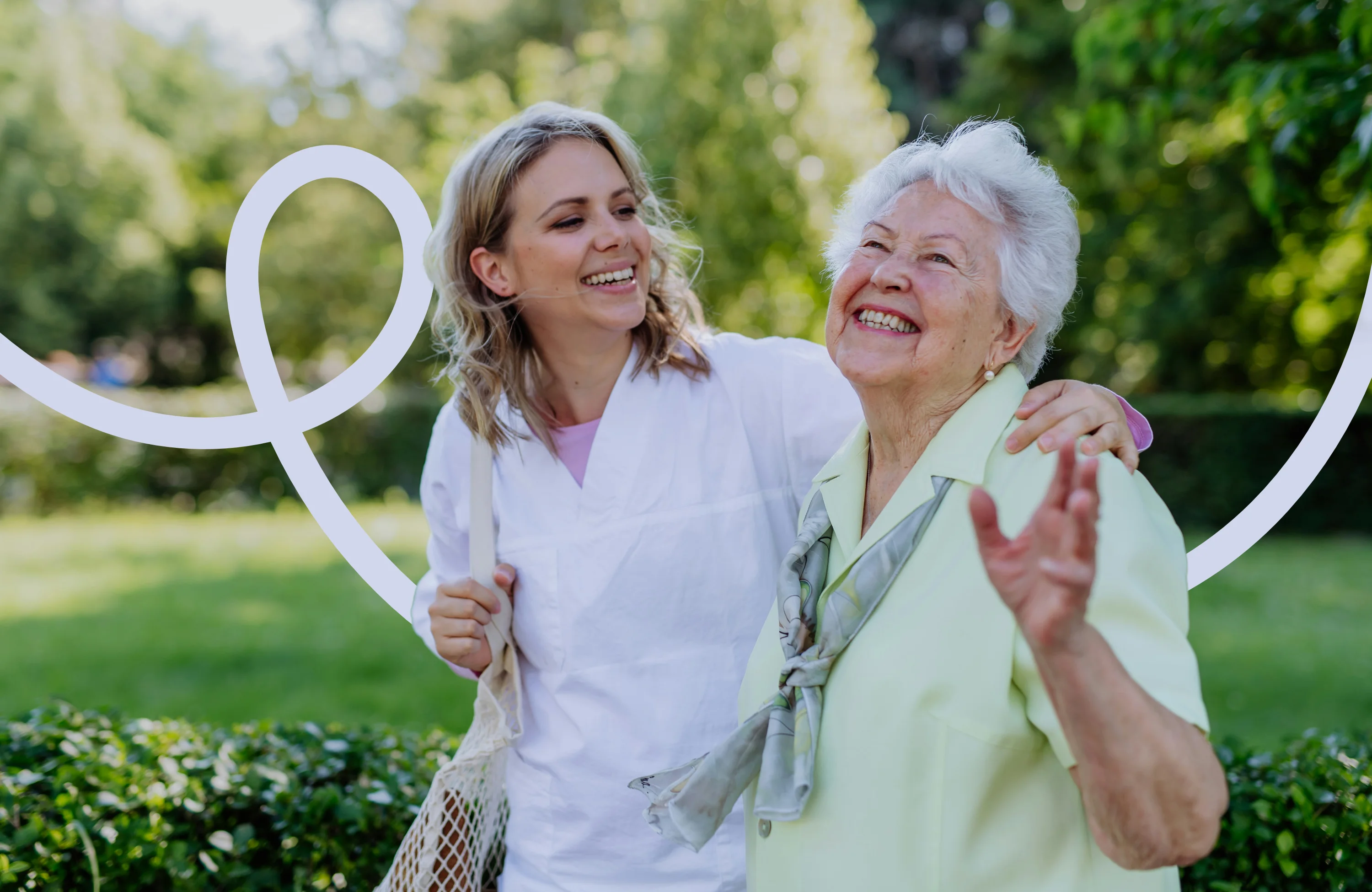 Nurseco community nurse with older client in home garden in Brisbane