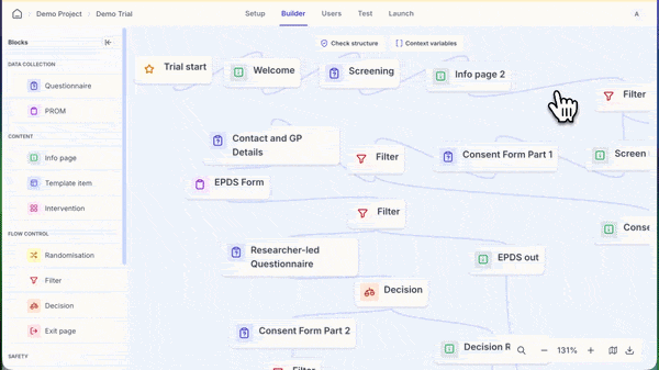Improved Trial Builder block search