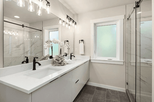 Cassie's Landing master bathroom spa finishes luxury townhome Bothell