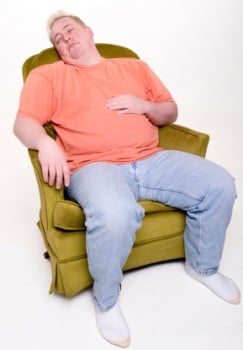 fat man sleeping on the couch