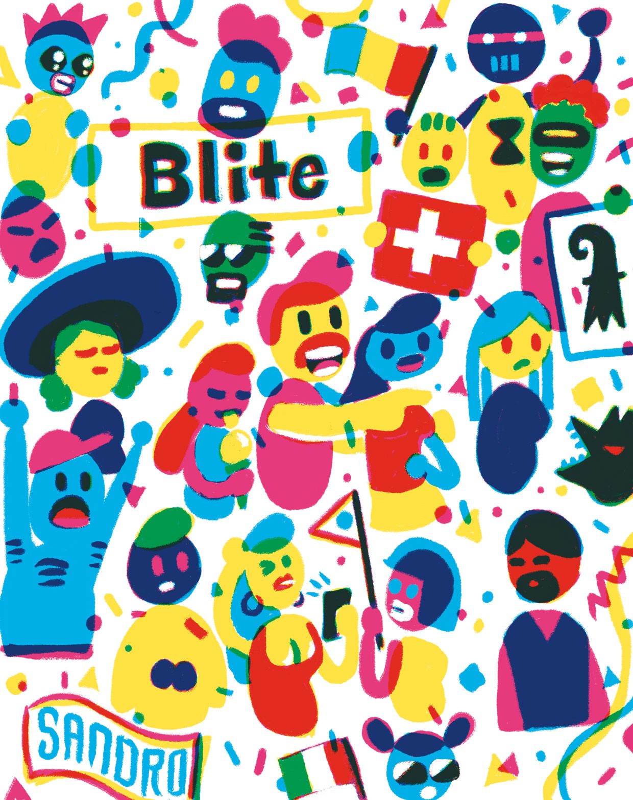 Illustration portrait of myself for the 2024 edition of Tschuttiheftli in a 3 colors.