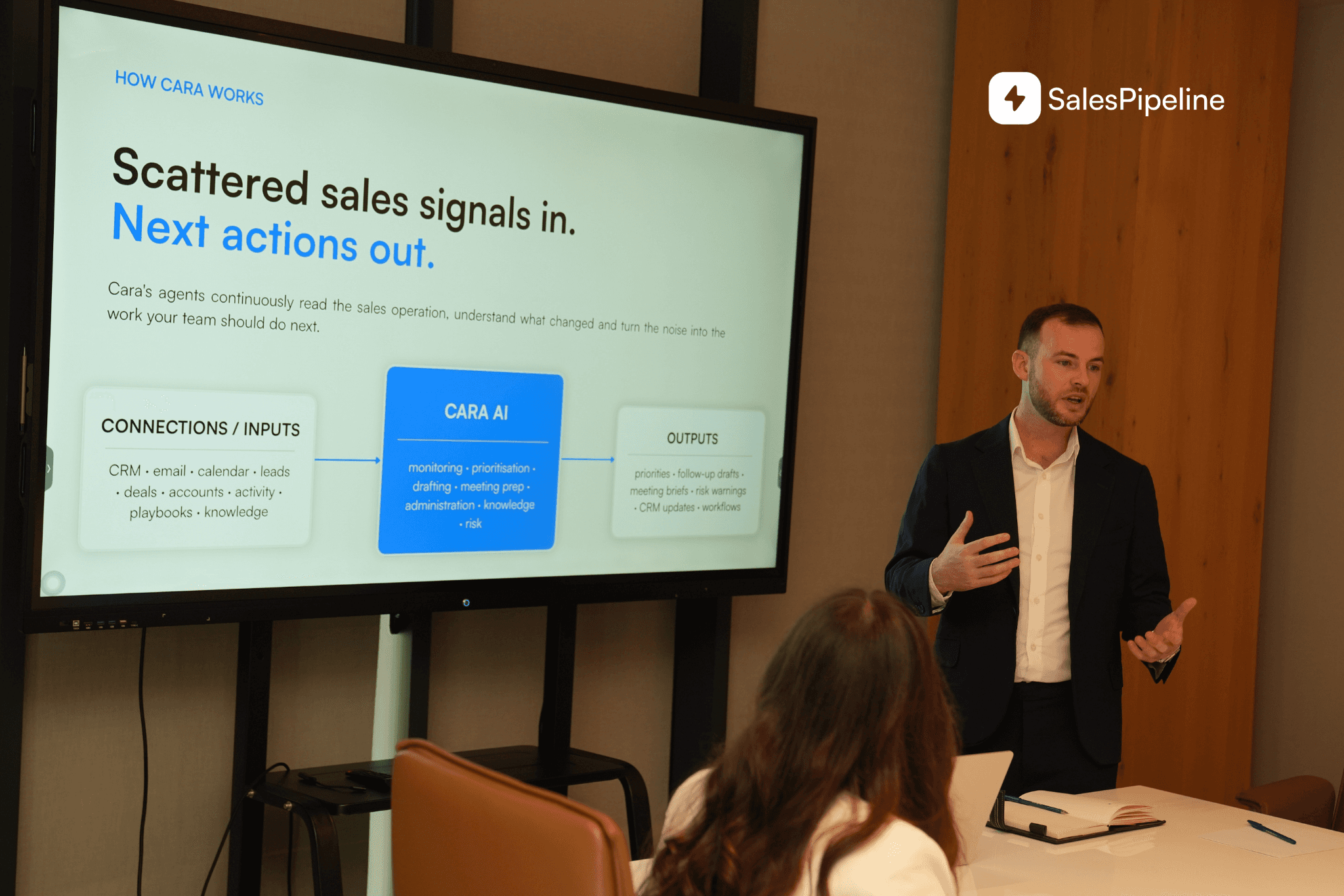 A B2B SaaS lead generation dashboard showing account acceptance, qualified demos, opportunity conversion, pipeline progression, customer quality, and cost per qualified opportunity.