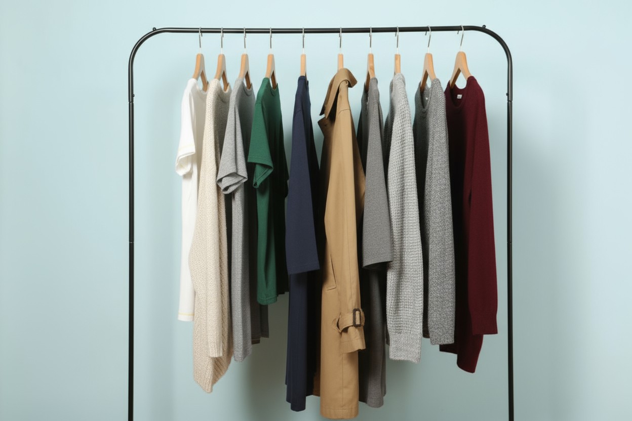 Kleiderstange mit Basic T-Shirts