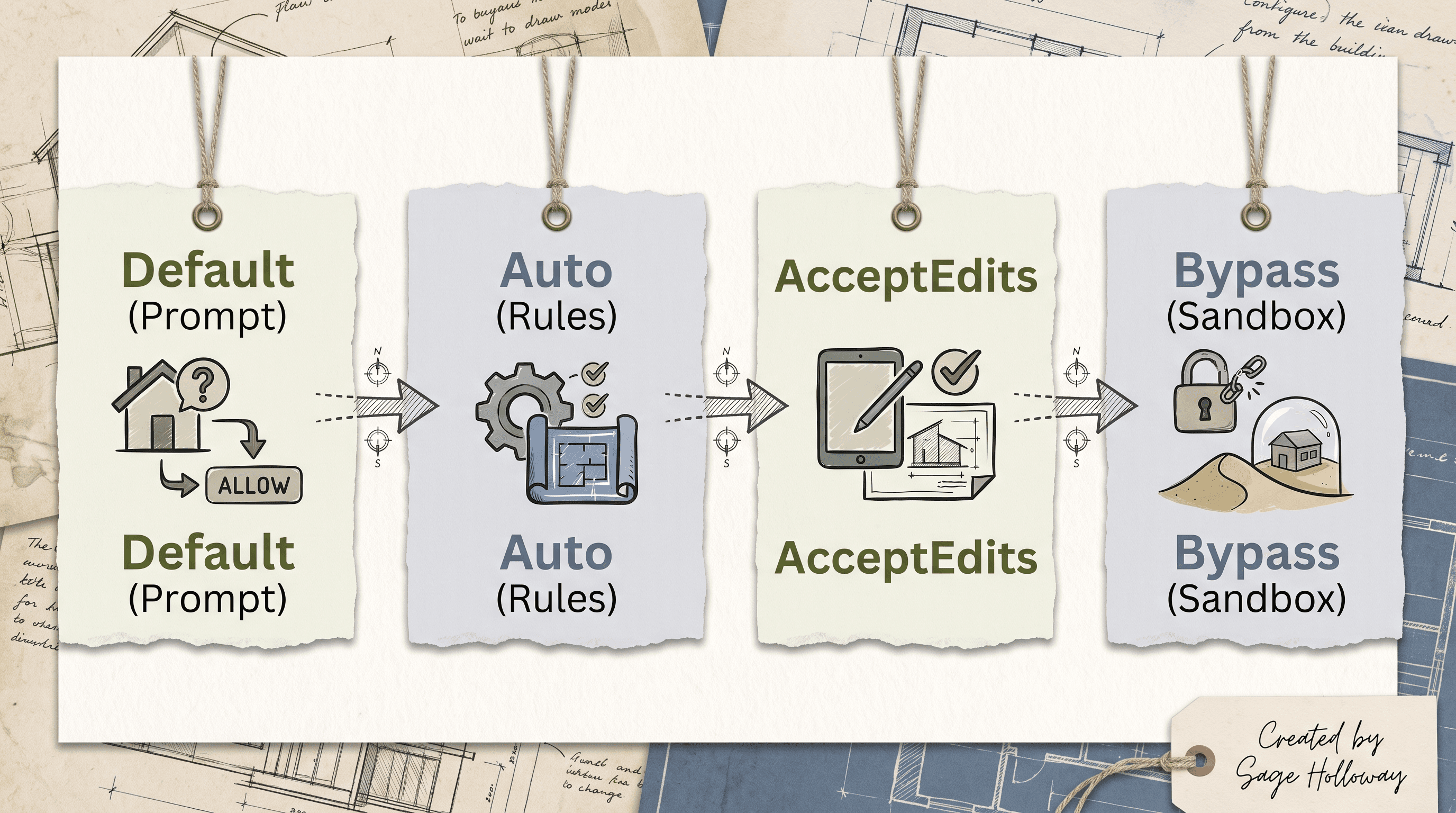 Permission modes flowchart for Claude Code auto-approval and Cursor prompt modes