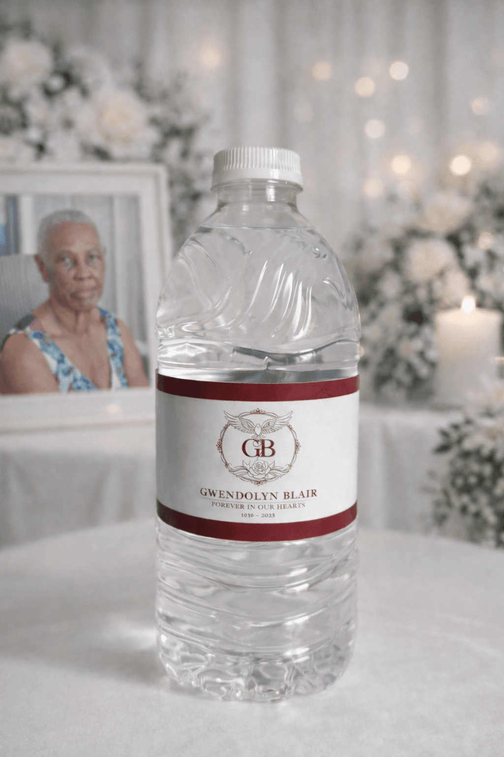 Memorial Suite water bottle label