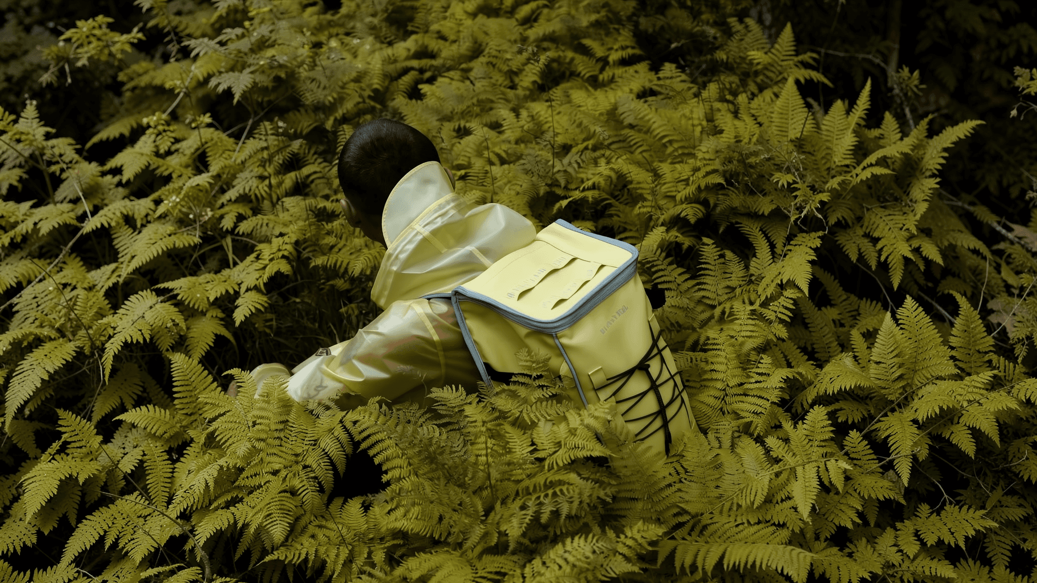 Man in the jungle. AI-generated.