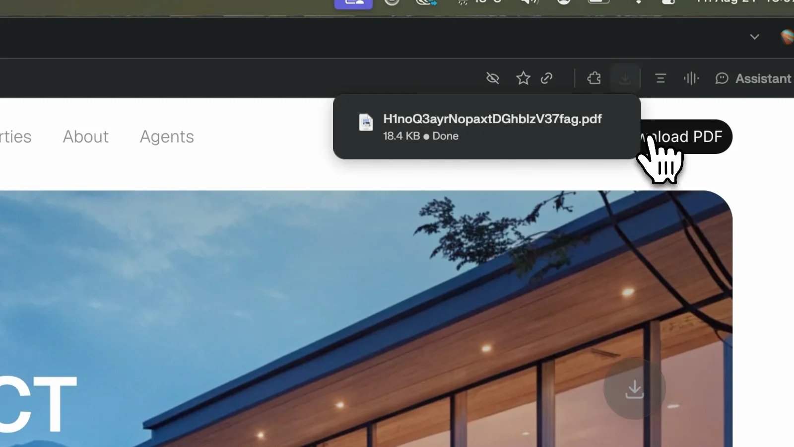 A Framer download arriving with a hashed filename