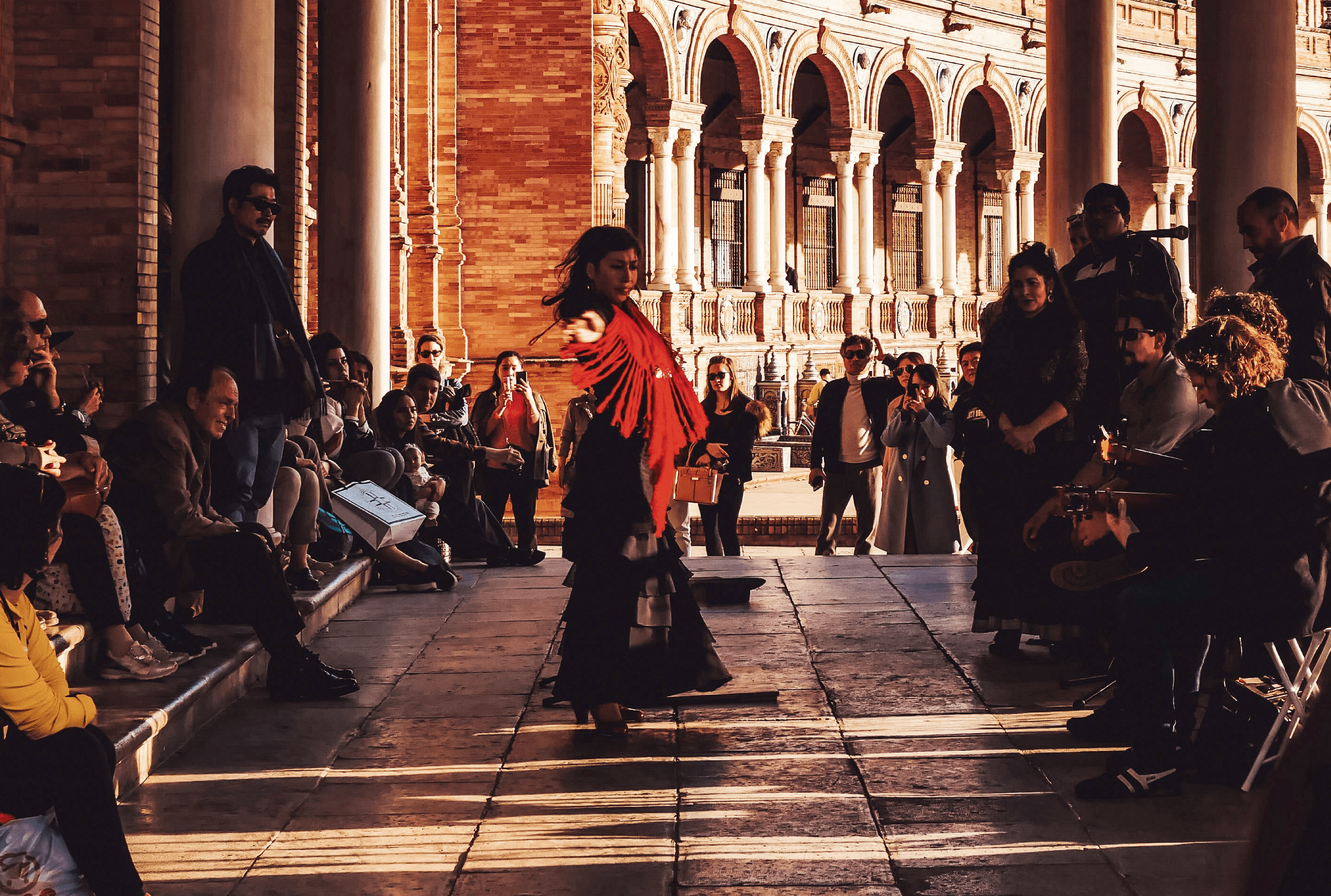 Flamenco dancer in Plaza de Espana seville spain