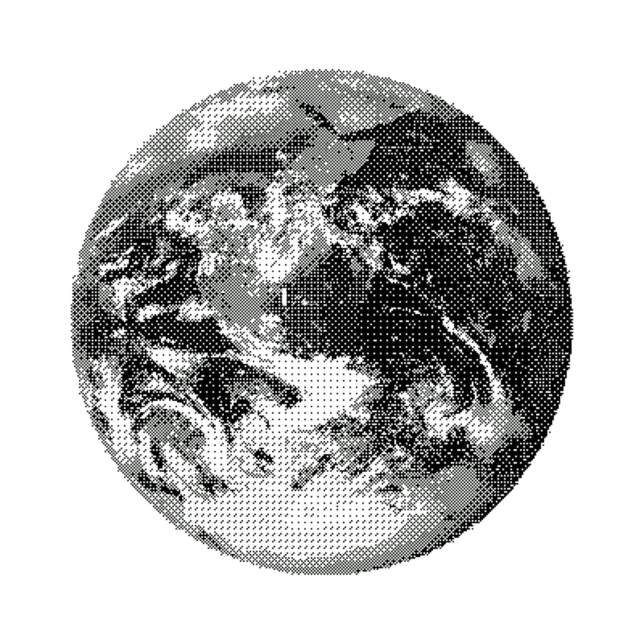 Halftone illustration of the Earth, symbolizing global scale and international reach of quantum technology venture capital investing.