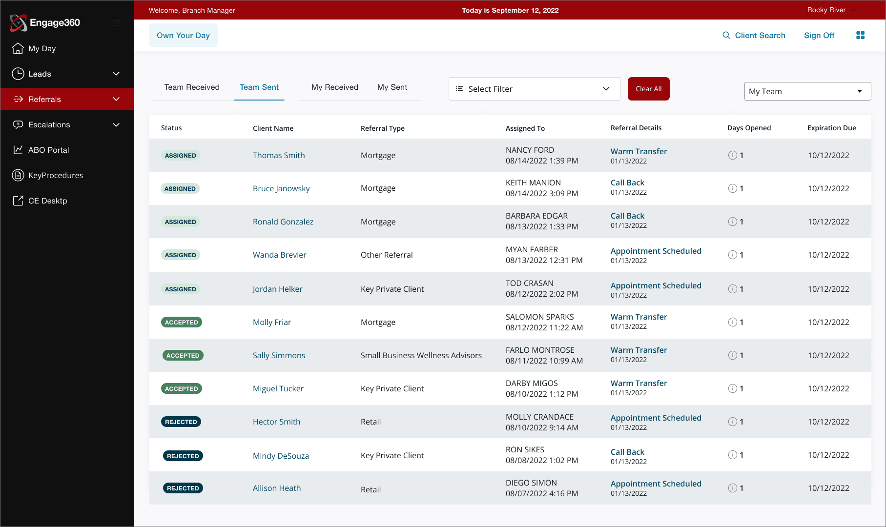 Client Opportunities Interface