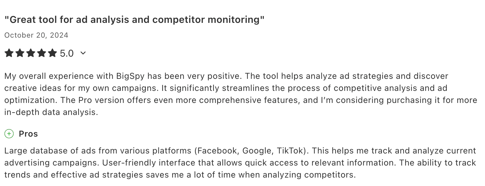 BigSpy review about ad analysis