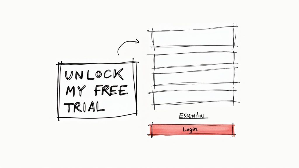 A vibrant call-to-action button and a clean sign-up form on a website interface, symbolizing conversion points.