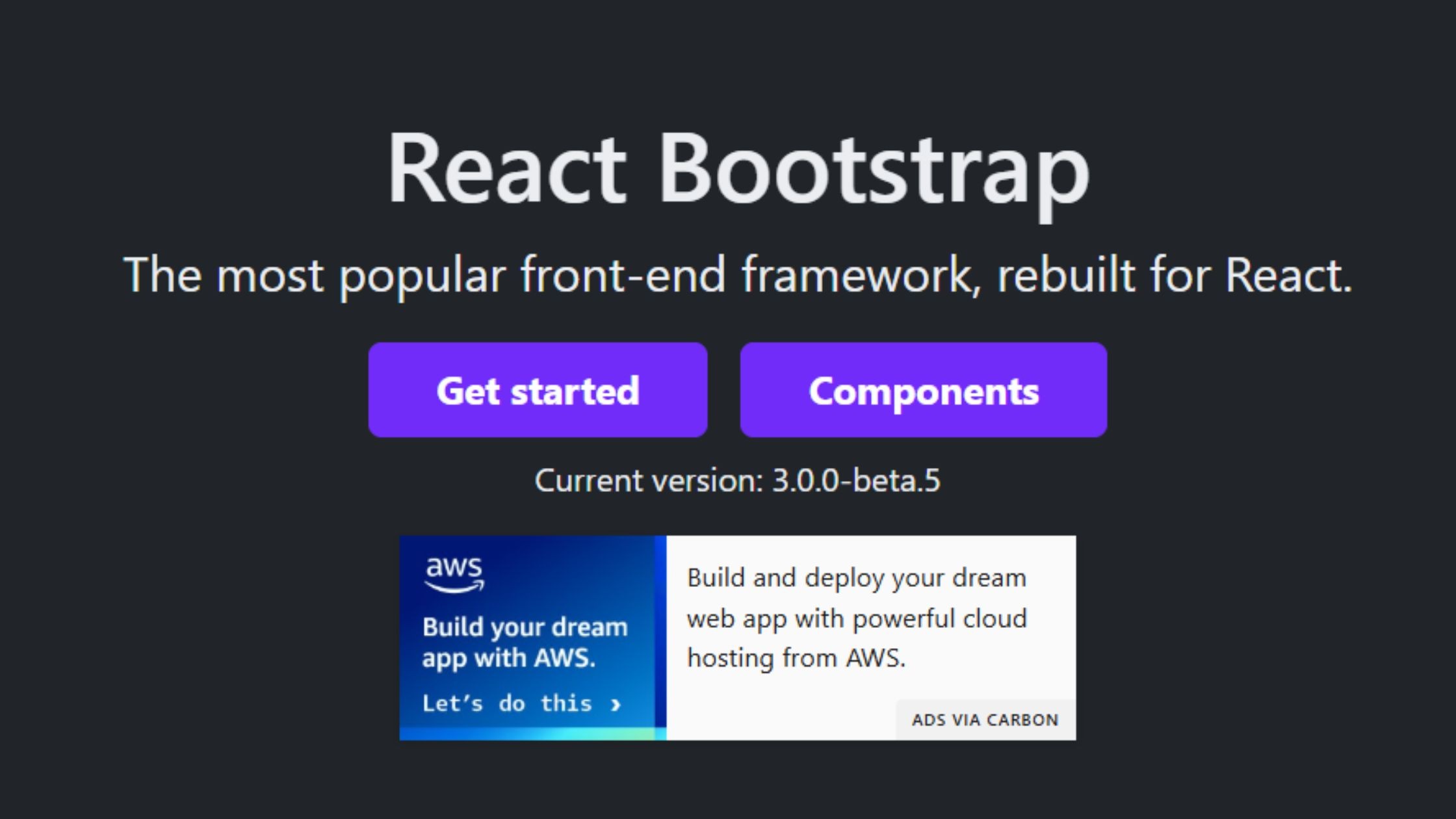 React Bootstrap landing page hero