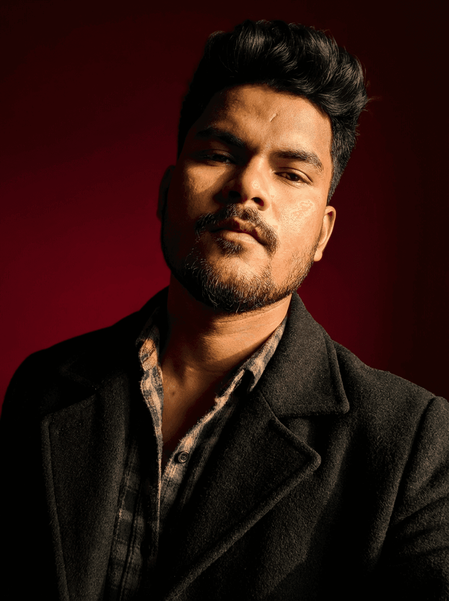 man standing beside wall