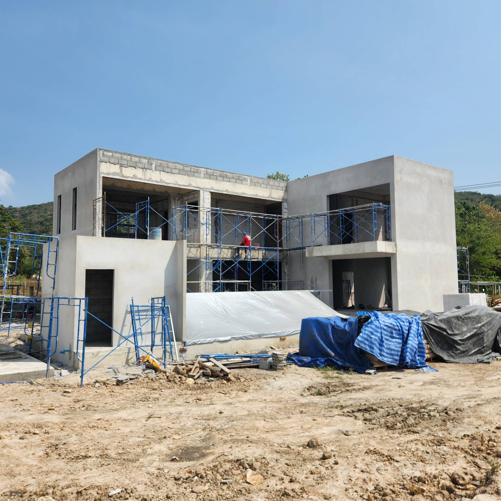 Full villa structure with roof slab