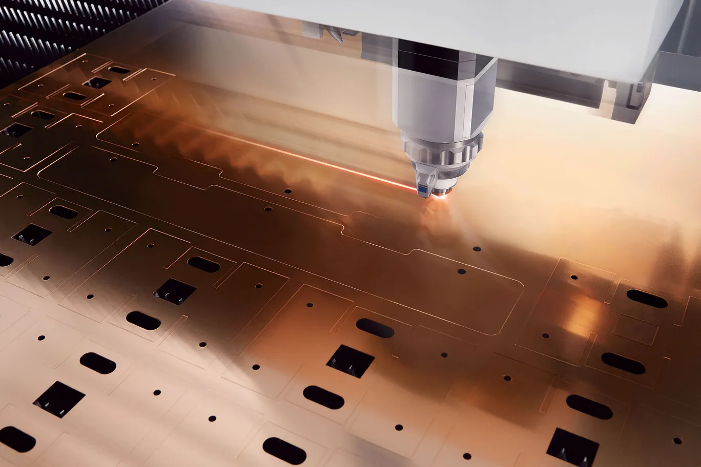 Close up of a laser cutting machine