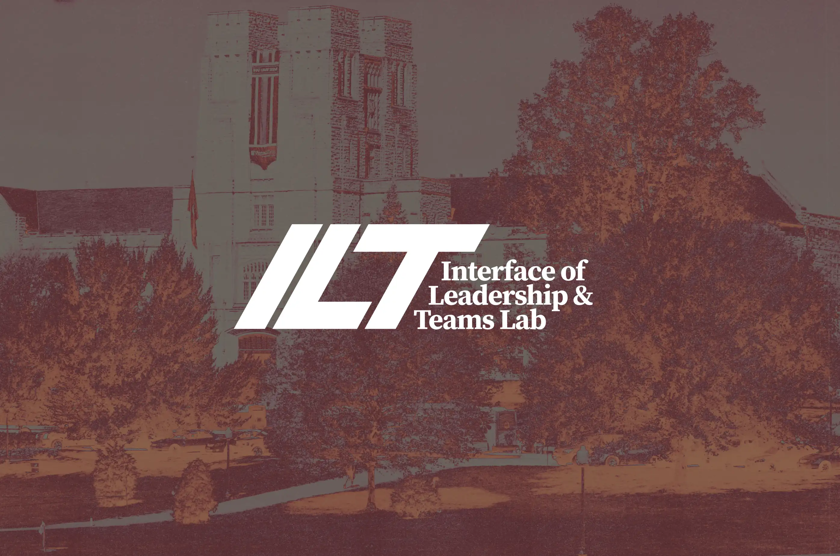 ILT Lab — Logo overlay on Virginia Tech campus image — Brand identity presentation