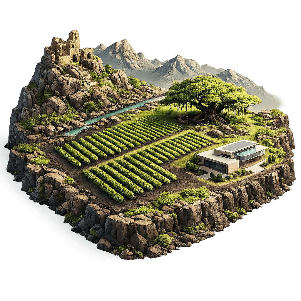 Artistic illustration of the Pune wine region.