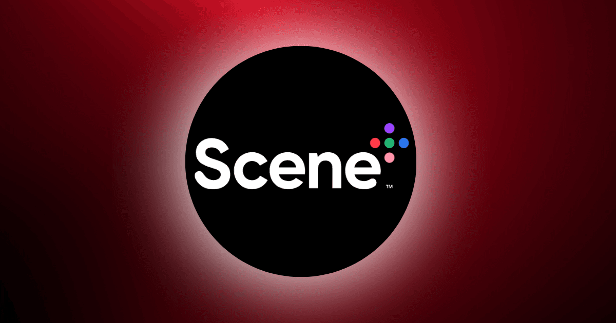 The Scene+ logo with a red background