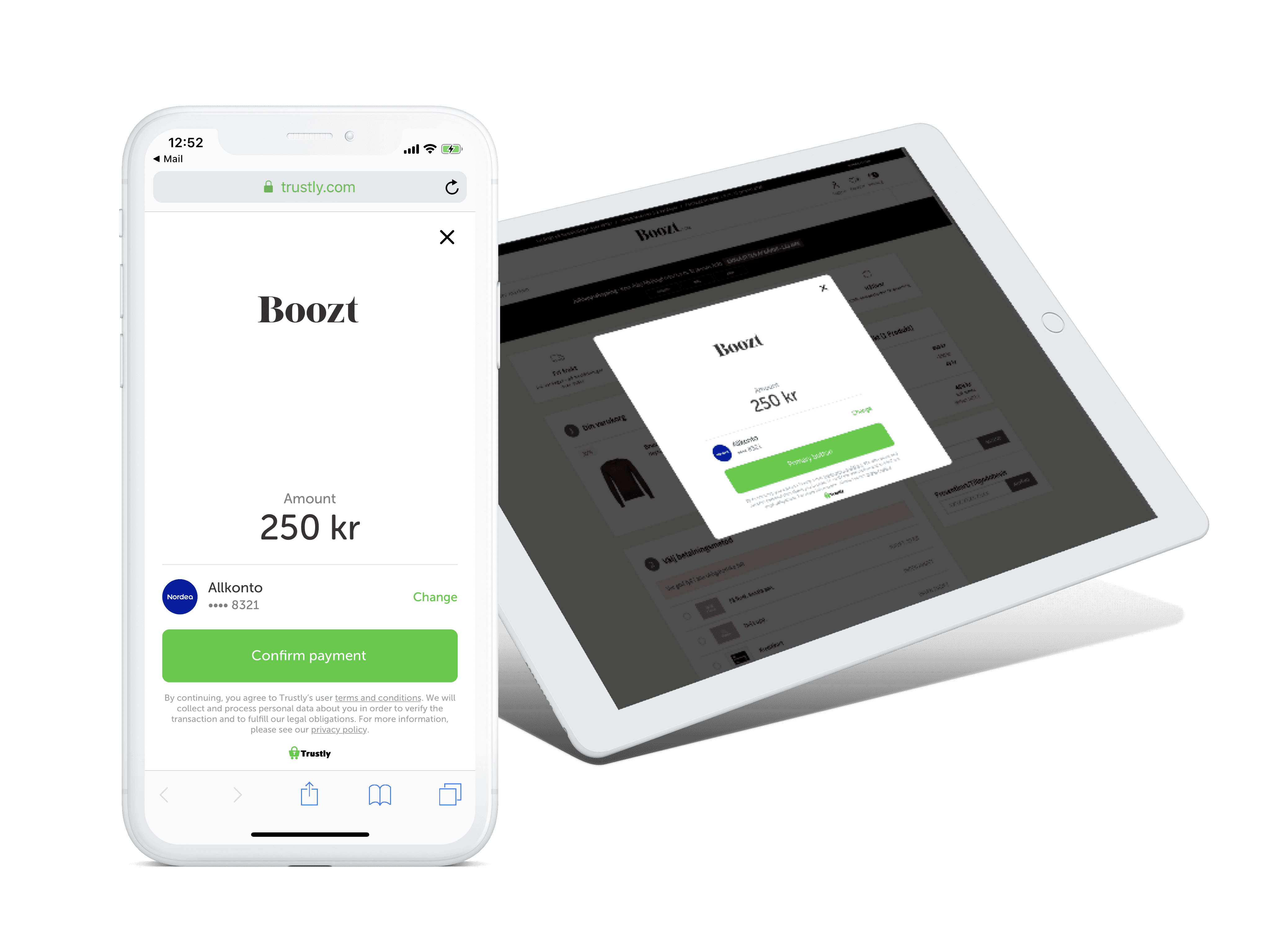 Iphone and iPad mockup of new Trustly design
