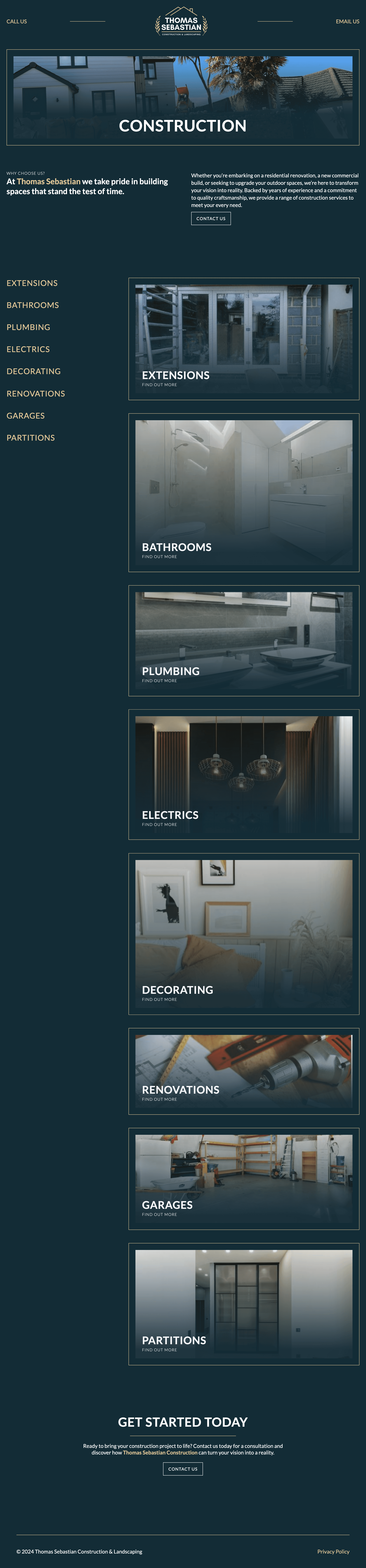 Website Design - Thomas Sebastian Landscapes - Devon