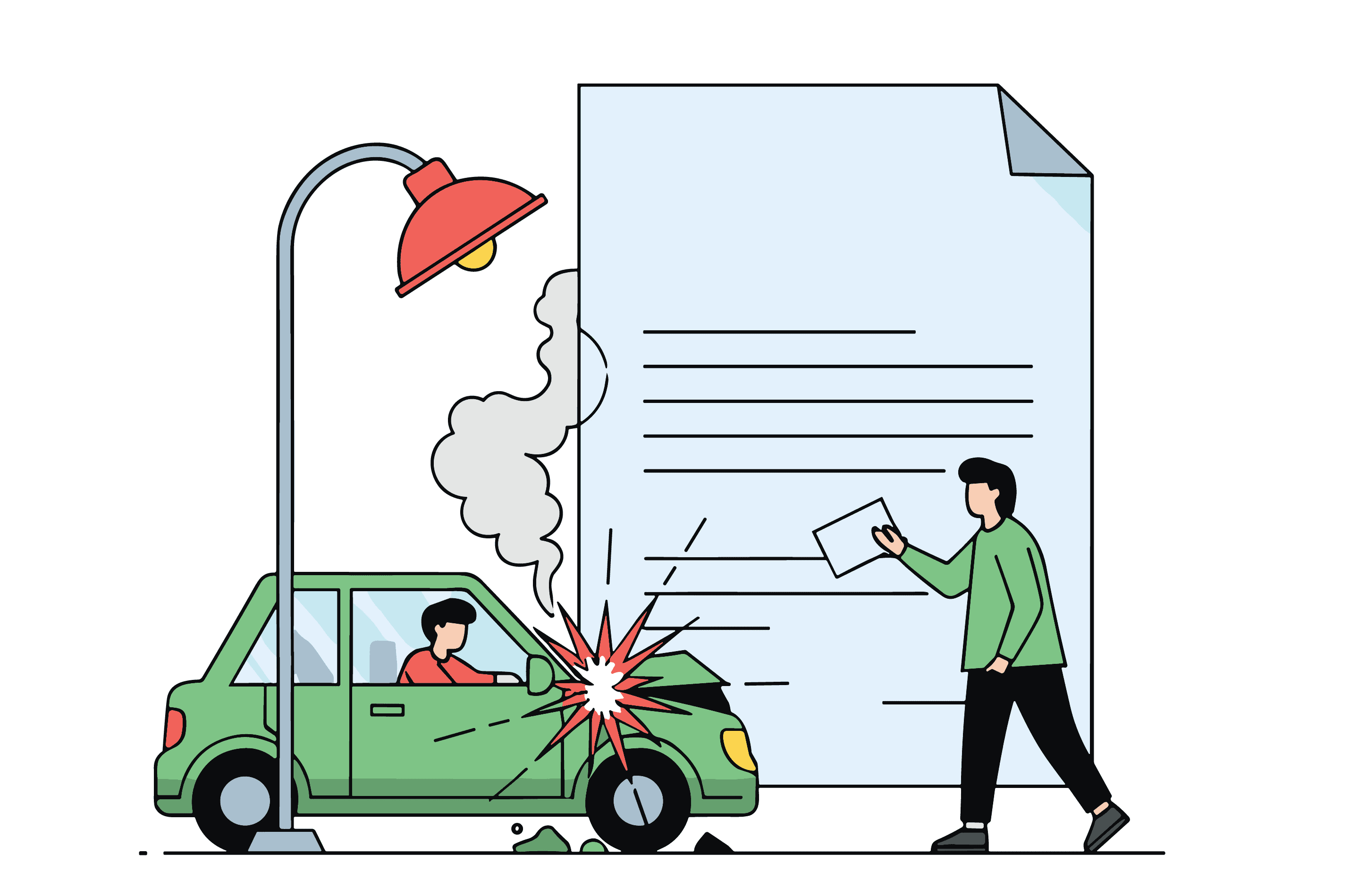 ai generated image of car accident with claim form