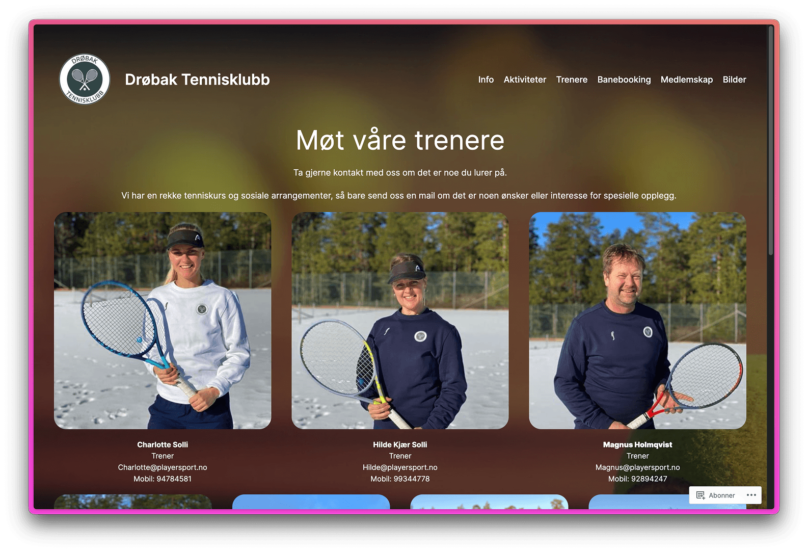 Drøbak tennisklubb trenere